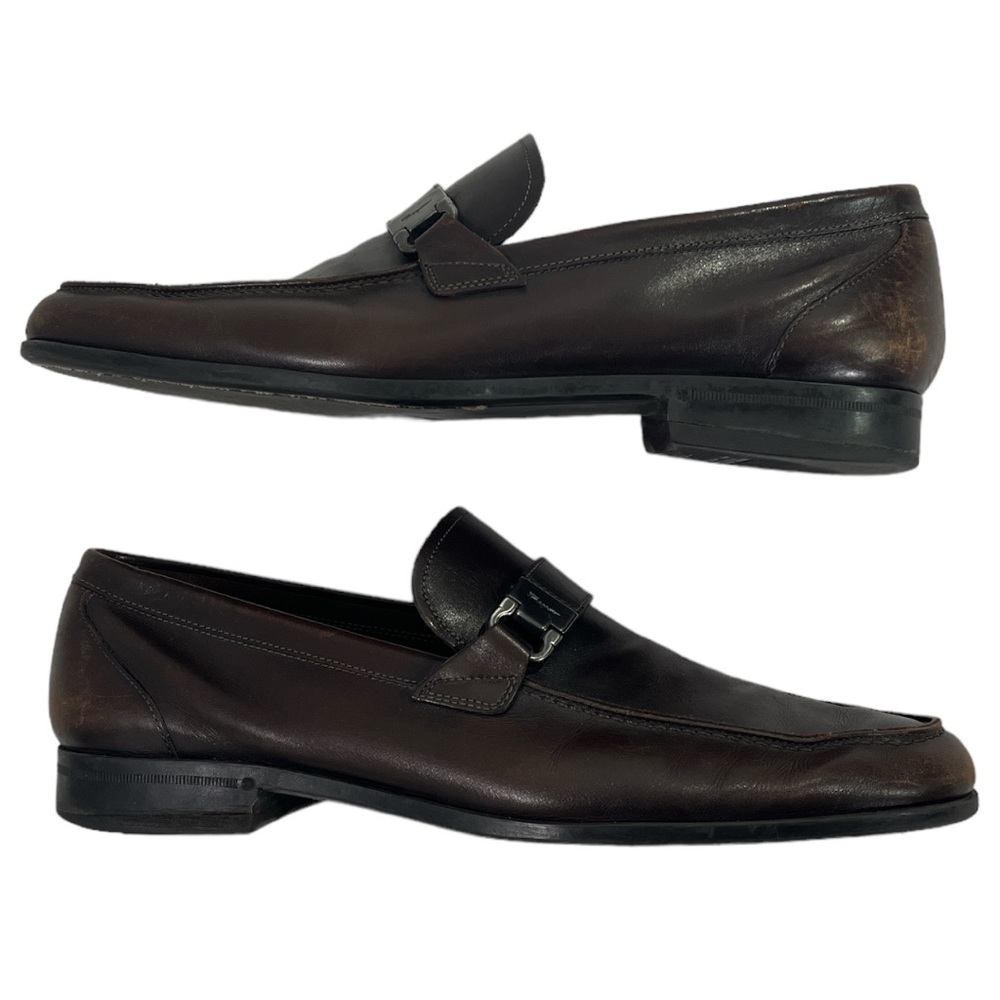 Salvatore Ferragamo Brown Leather Slip-on Loafer Mens 9.5 D
